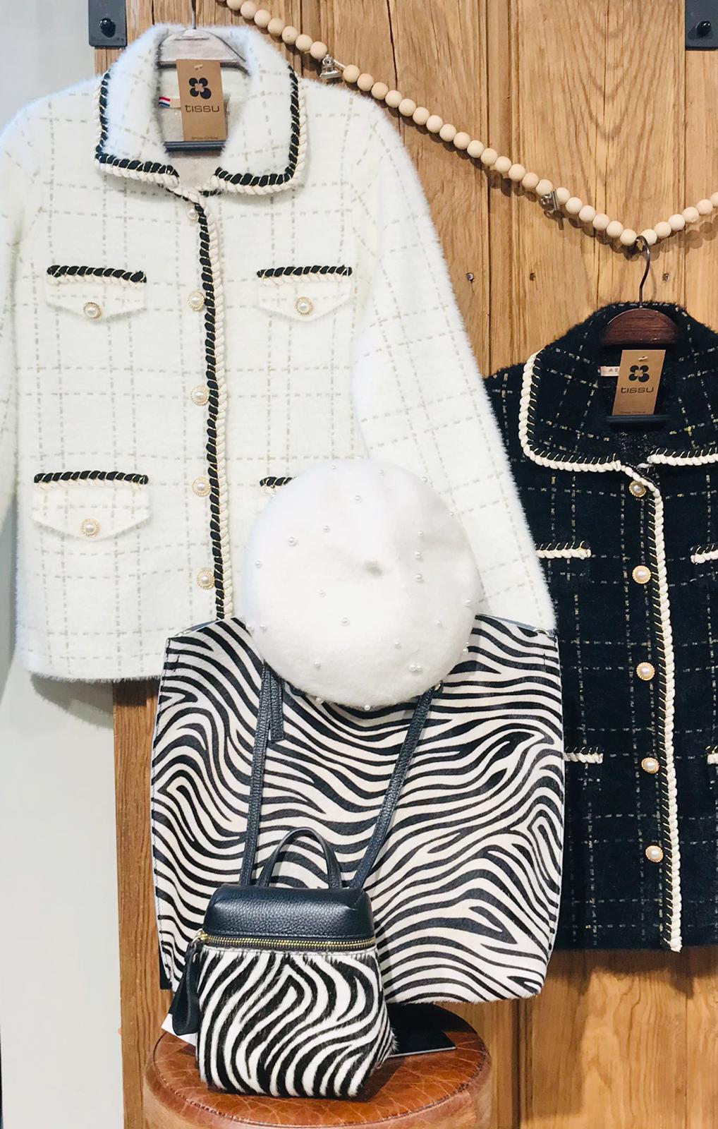 Fahrenheit patrimonio ingeniero Chaqueta estilo Chanel botones perlas y textura extra-soft. Talla Unica. |  tissu moda
